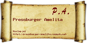 Pressburger Amelita névjegykártya